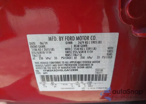 2020 Ford Explorer Xlt from USA, damaged, VIN 1FMSK8DH0LGA12898